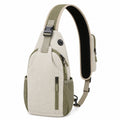 Bandolera moderna beige y verde con estructura multifuncional
