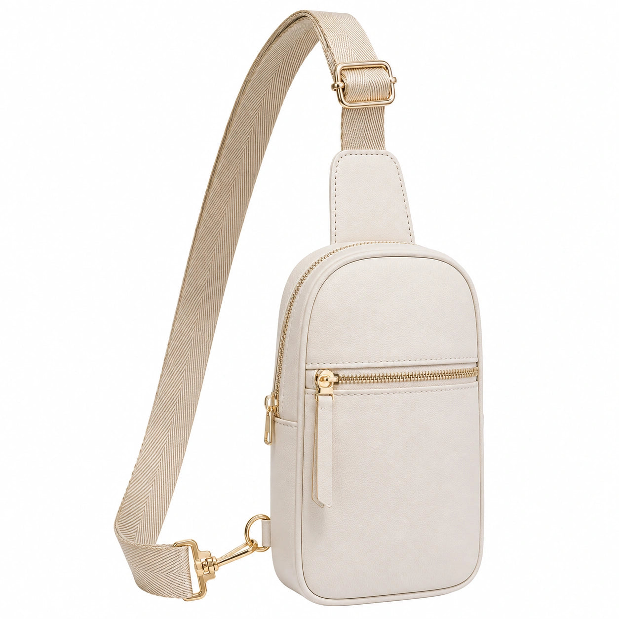 Bolso Bandolera Pequeño Cremallera Beige