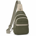 Bolso Bandolera Verde Militar con Múltiples Bolsillos