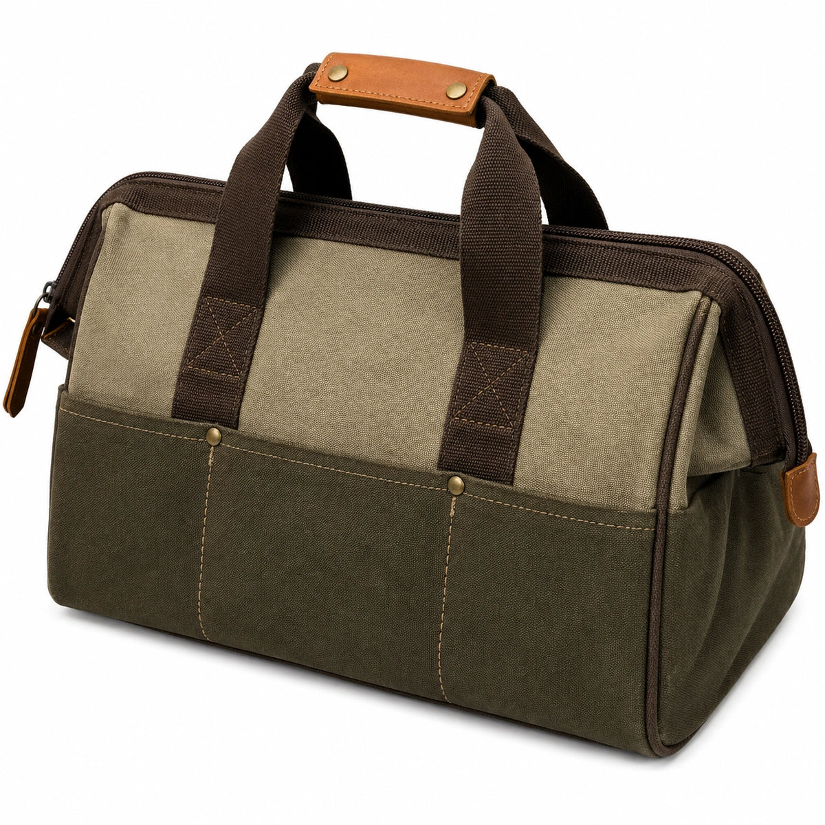 Bolsa de Herramientas Verde y Beige con Cremallera