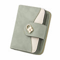 Cartera de Mujer Bifold Verde Beige con Broche y Cremallera