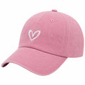 Gorra de béisbol rosa con bordado de corazón ajustable