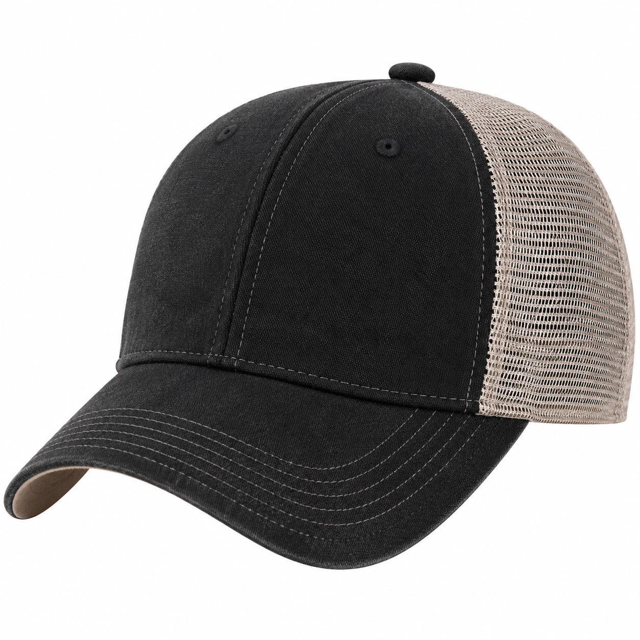 Gorra Trucker Negra con Malla Beige Ajustable