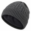 Gorro de Invierno con Forro Polar y Diseño Trenzado en Gris Oscuro