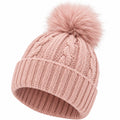 Gorro Rosa con Pompon Trenzado de Invierno