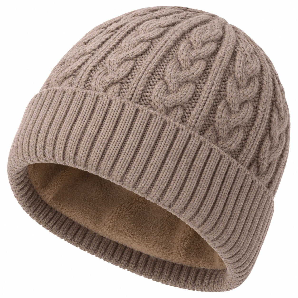 Gorro de Punto Trenzado para Adultos Beige