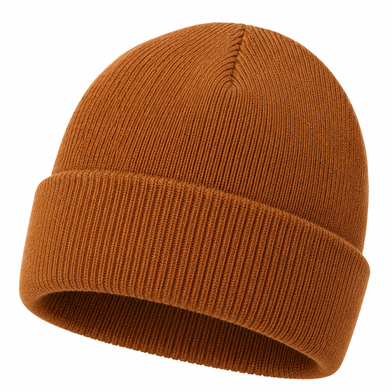 Gorro de Punto Unisex con Diseño Acanalado en Marrón