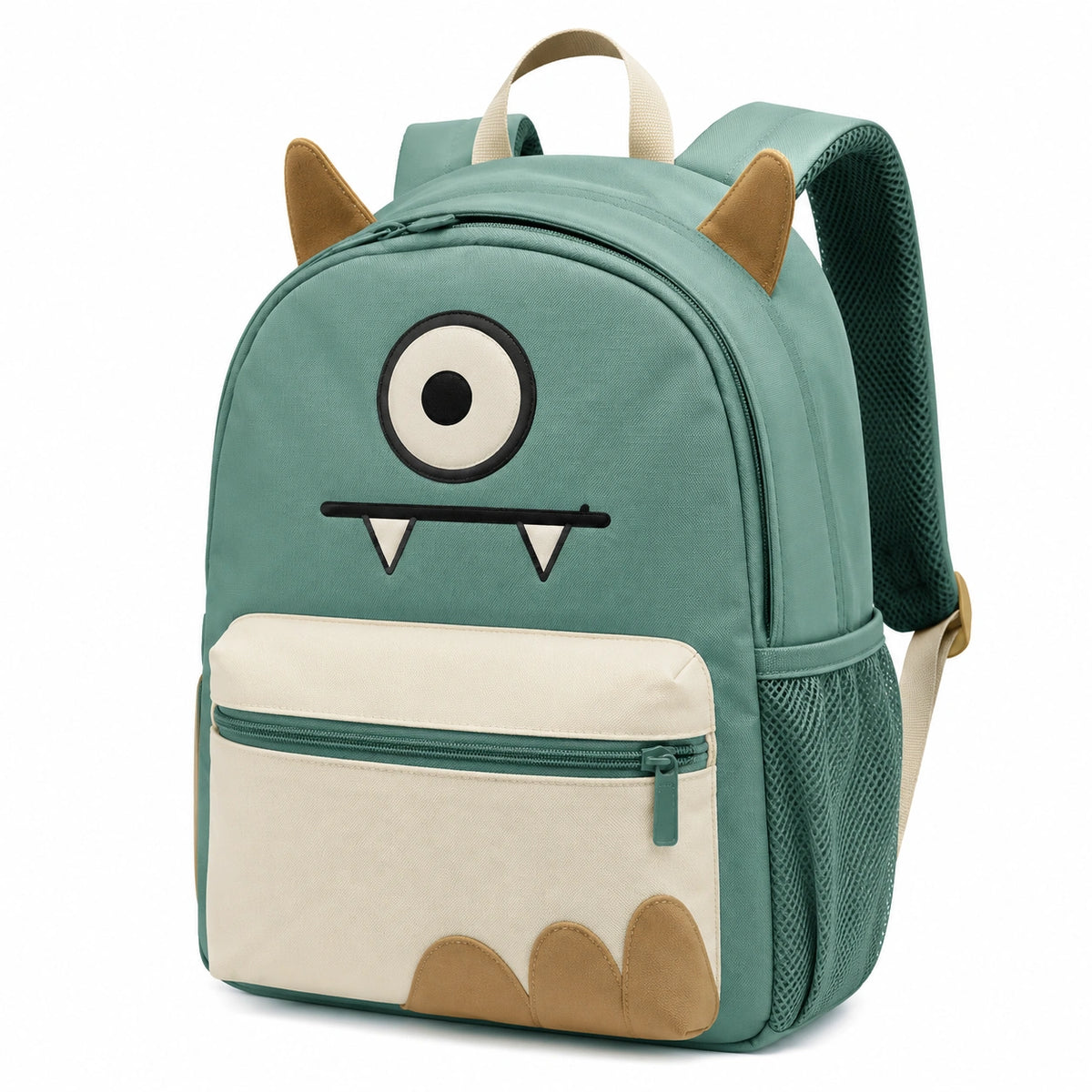 Mochila Infantil Verde con Diseño de Monstruo