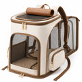 Mochila para Mascotas Beige y Marrón con Ventilación y Acceso Superior