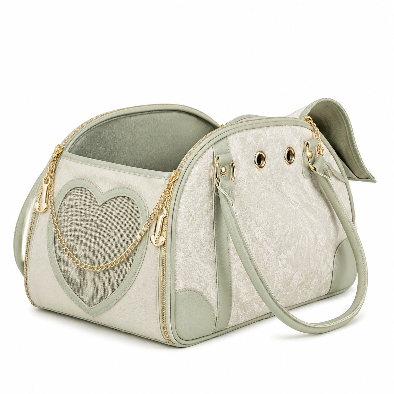 Bolso Transportador para Mascotas con Ventana de Corazón Verde
