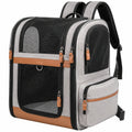 Mochila Transportadora para Mascotas con Malla Transpirable Gris y Marrón